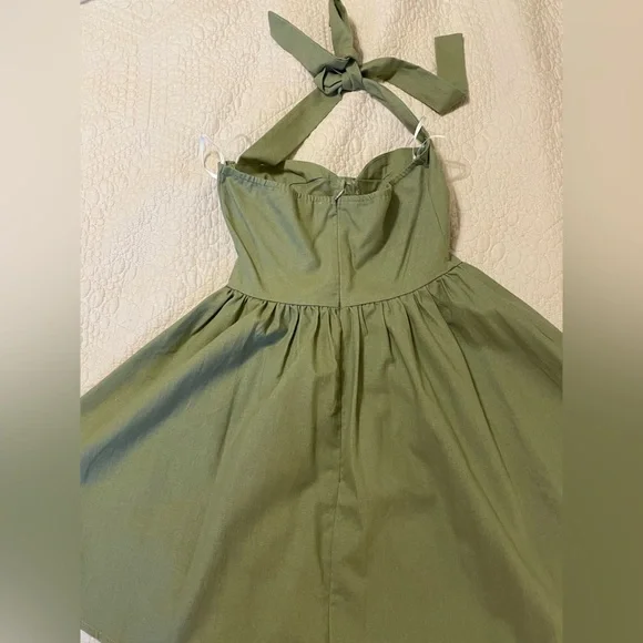 Princess Polly Sage Green Halter Mini Dress - Picture 2 of 4